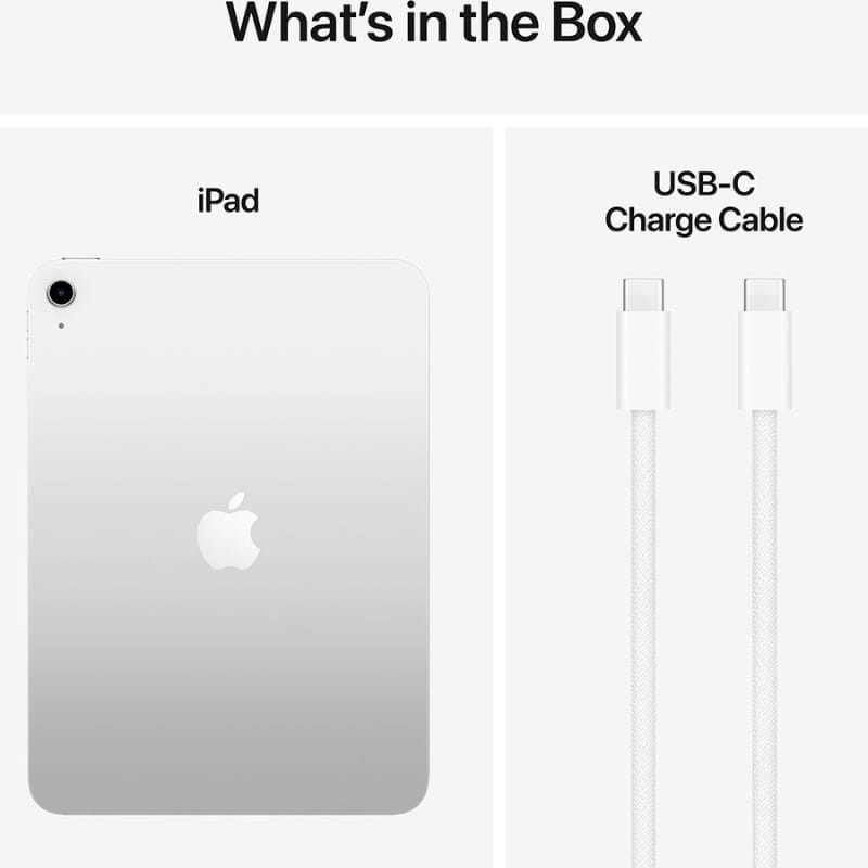 O que vem na caixa do Apple iPad 2025 11" 256GB WiFi+Telemóvel iPadOS 18 Prata