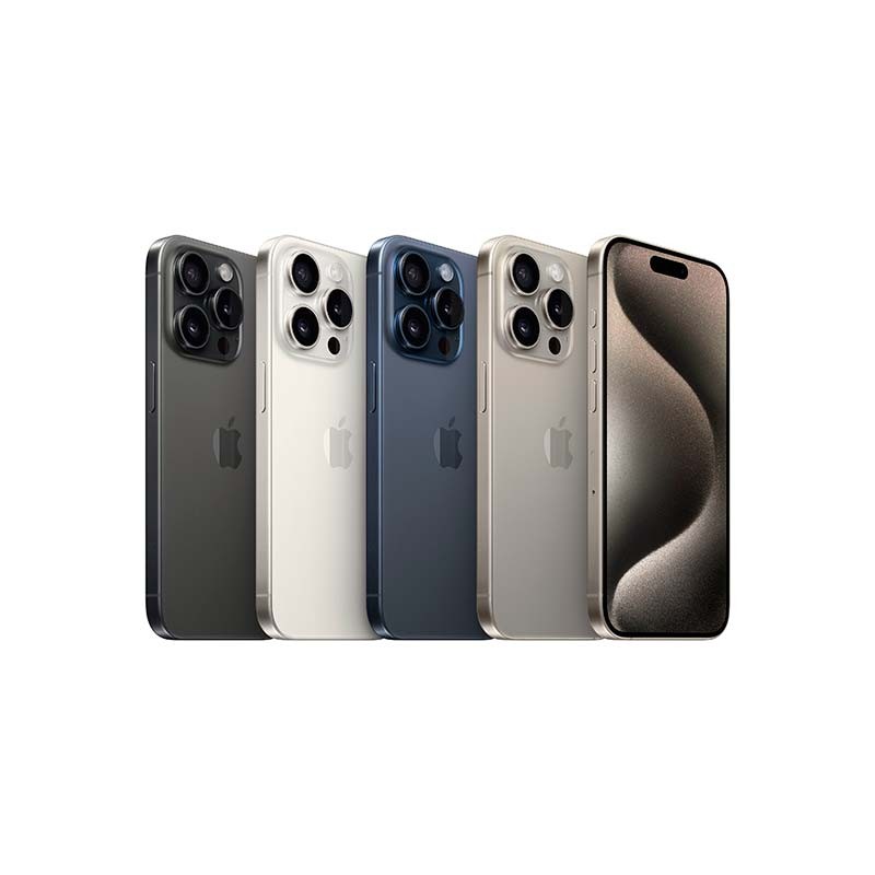 iPhone 15 Pro 5G 256Go titane noir reconditionné excellent état, bordures fines, îlot dynamique, triple caméra pro, finitions premium et élégantes.