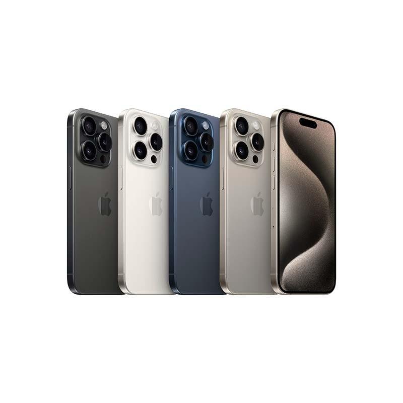 iPhone 15 Pro 5G 256Go titane noir reconditionné excellent état, bordures fines, îlot dynamique, triple caméra pro, finitions premium et élégantes.