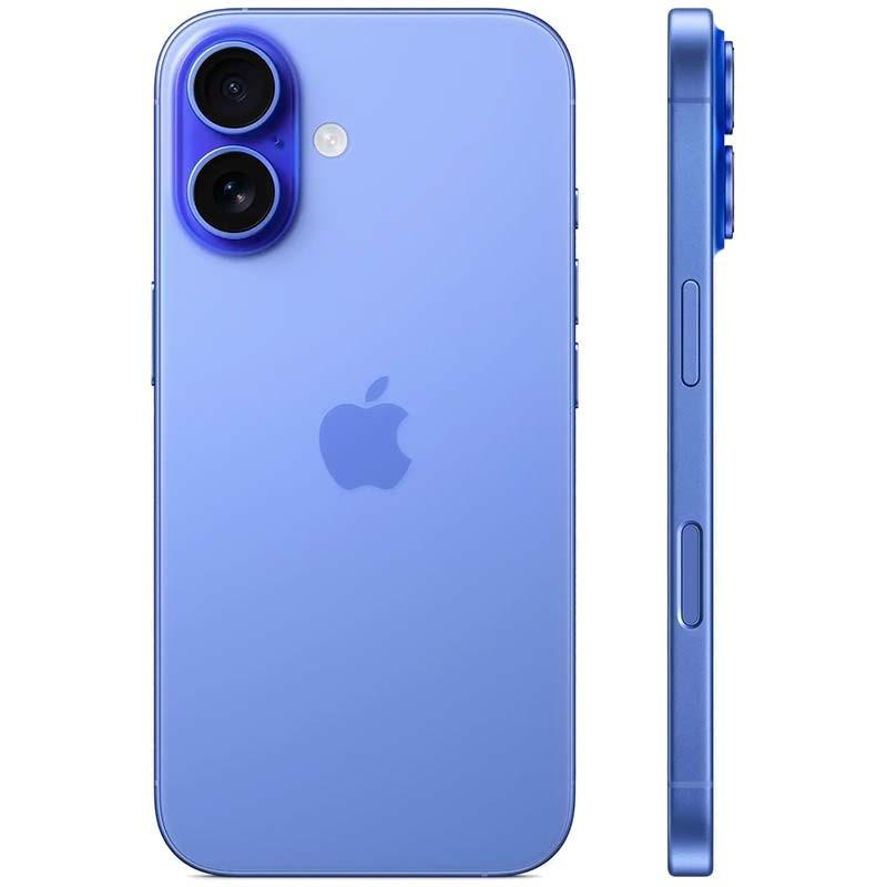 vista trasera y lateral del Teléfono móvil Apple iPhone 16 Plus 5G 128GB Azul