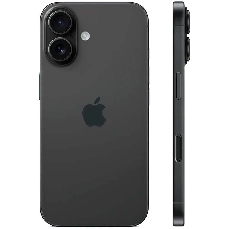vista trasera y lateral del Teléfono móvil Apple iPhone 16 5G 512GB Negro