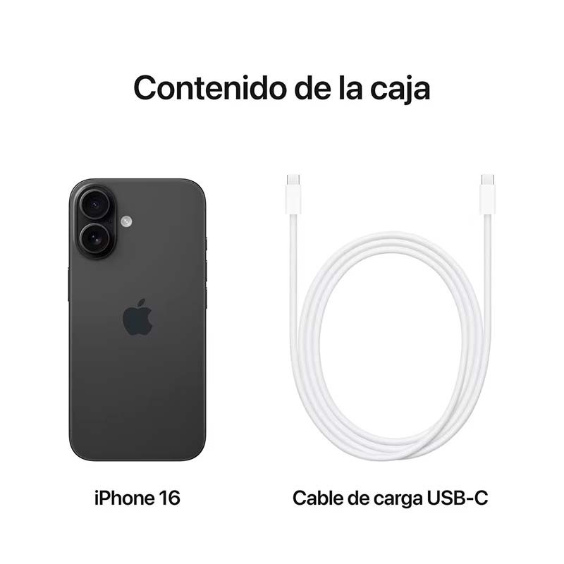 contenido del embalaje del Teléfono móvil Apple iPhone 16 5G 512GB Negro