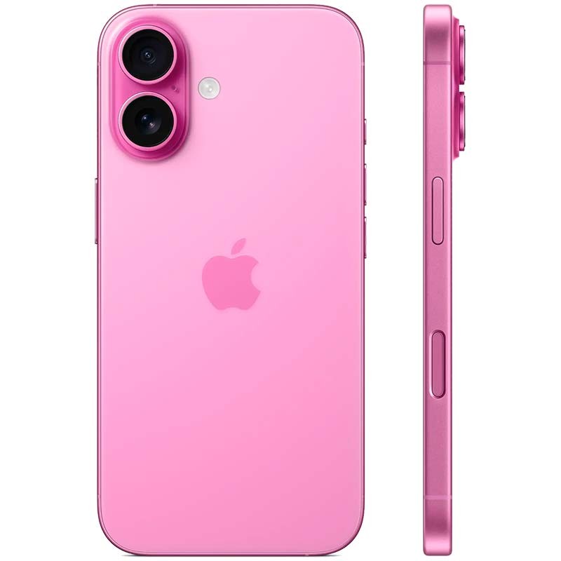 vista trasera y lateral del Teléfono móvil Apple iPhone 16 Plus 5G 128GB Rosa
