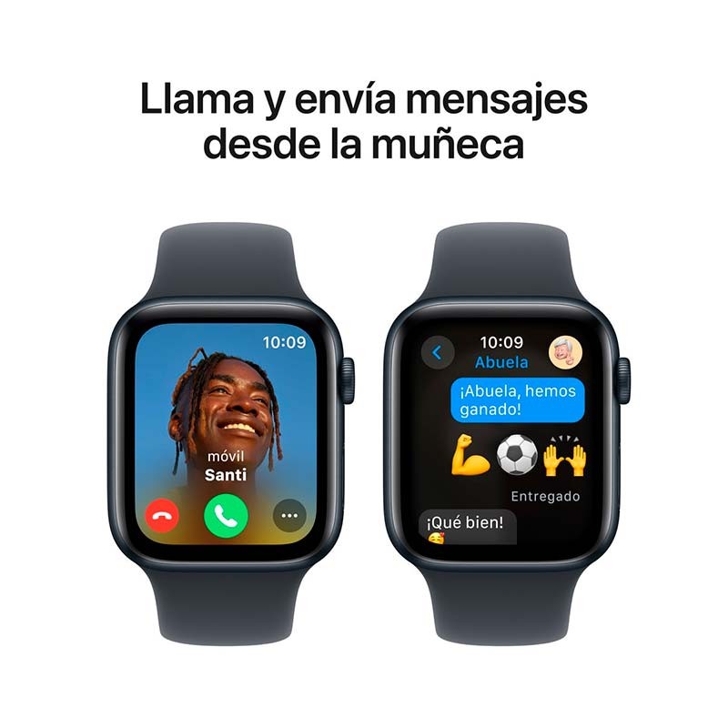 Apple Watch SE (2024) GPS 40mm Argent avec Bracelet Sport Bleu S/M - passe des appels et envoie des messages