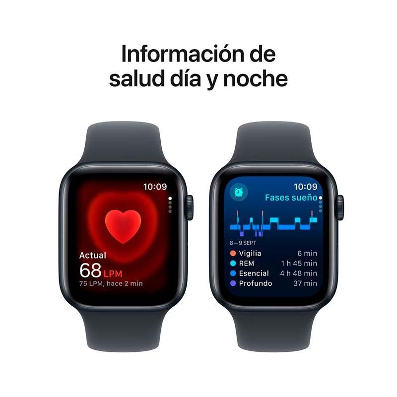 Apple Watch SE (2024) GPS 40mm Argent avec Bracelet Sport Bleu S/M - informations de santé