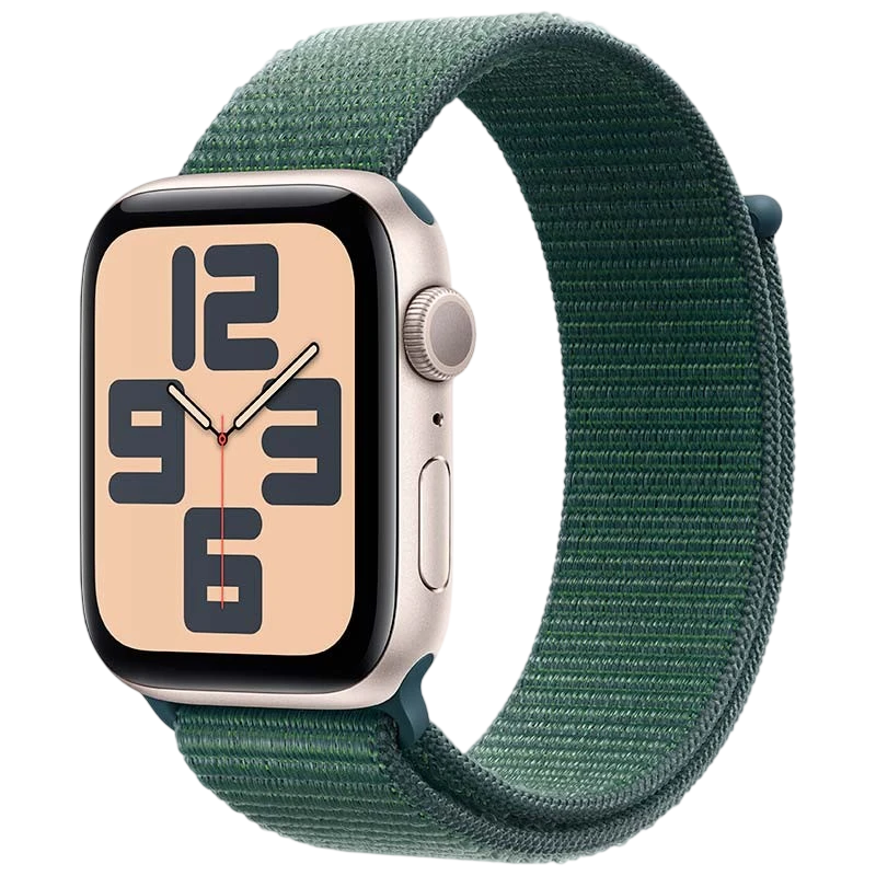 Apple Watch SE (2024) GPS 44mm Lumière Stellaire avec Bracelet Loop Sport Vert