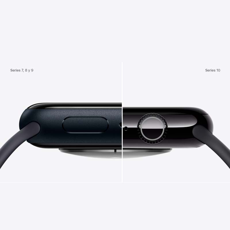grosor del Apple Watch Series 10 GPS + Cellular 42mm Titanio Pizarra con Correa Deportiva S/M