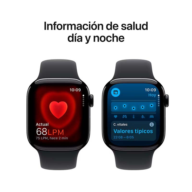 datos de salud 24/7 del Apple Watch Series 10 GPS + Cellular 42mm Titanio Pizarra con Correa Deportiva S/M
