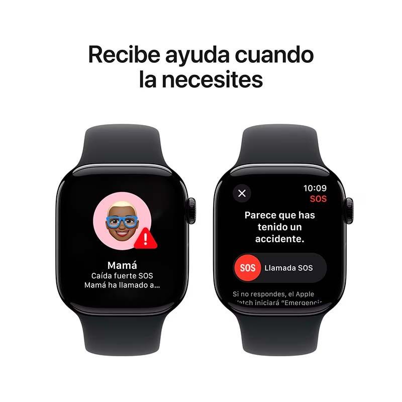 ayuda ante emergencias del Apple Watch Series 10 GPS + Cellular 42mm Titanio Pizarra con Correa Deportiva S/M