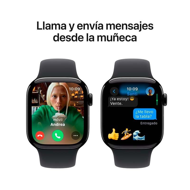 llamadas y mensajes del Apple Watch Series 10 GPS + Cellular 42mm Titanio Pizarra con Correa Deportiva S/M