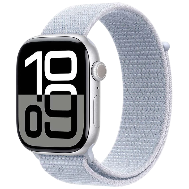 Apple Watch Series 10 GPS 46mm Aluminio Plata con Correa Loop deportiva Azul Nube