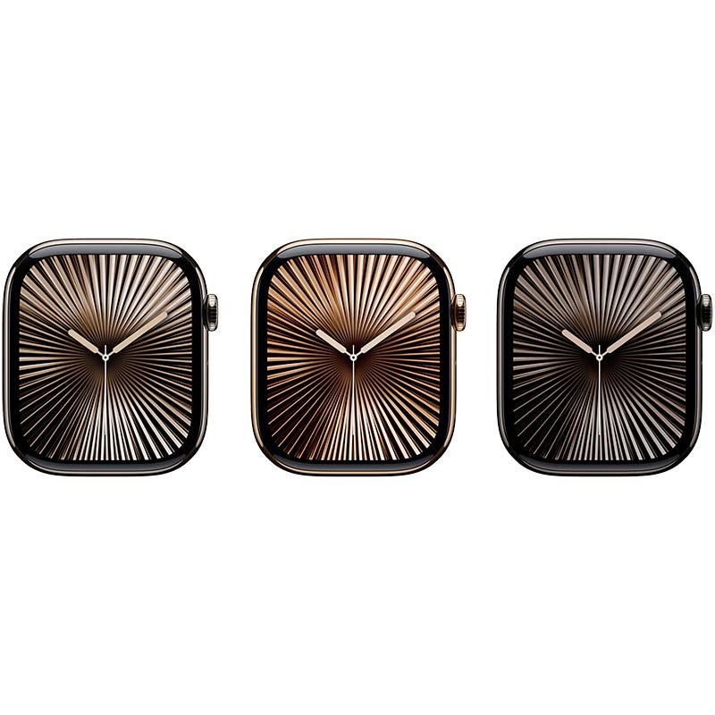 colores disponibles del Apple Watch Series 10 GPS + Cellular 42mm Titanio con Correa Deportiva S/M: pizarra, oro y natural