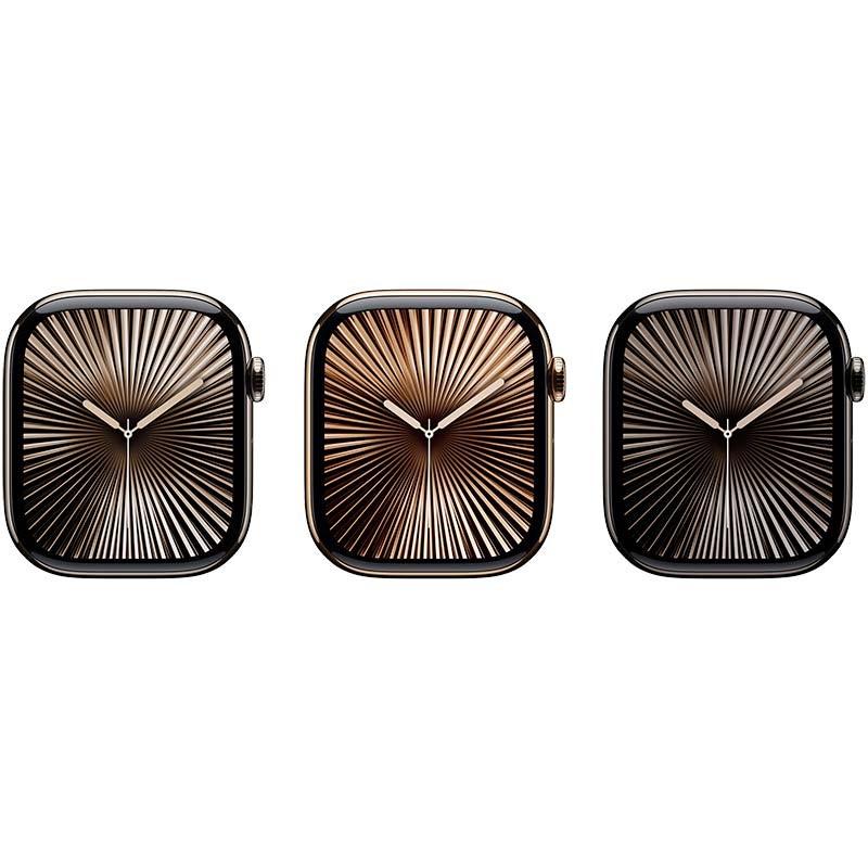 colores disponibles del Apple Watch Series 10 GPS + Cellular 42mm Titanio con Correa Deportiva S/M: pizarra, oro y natural