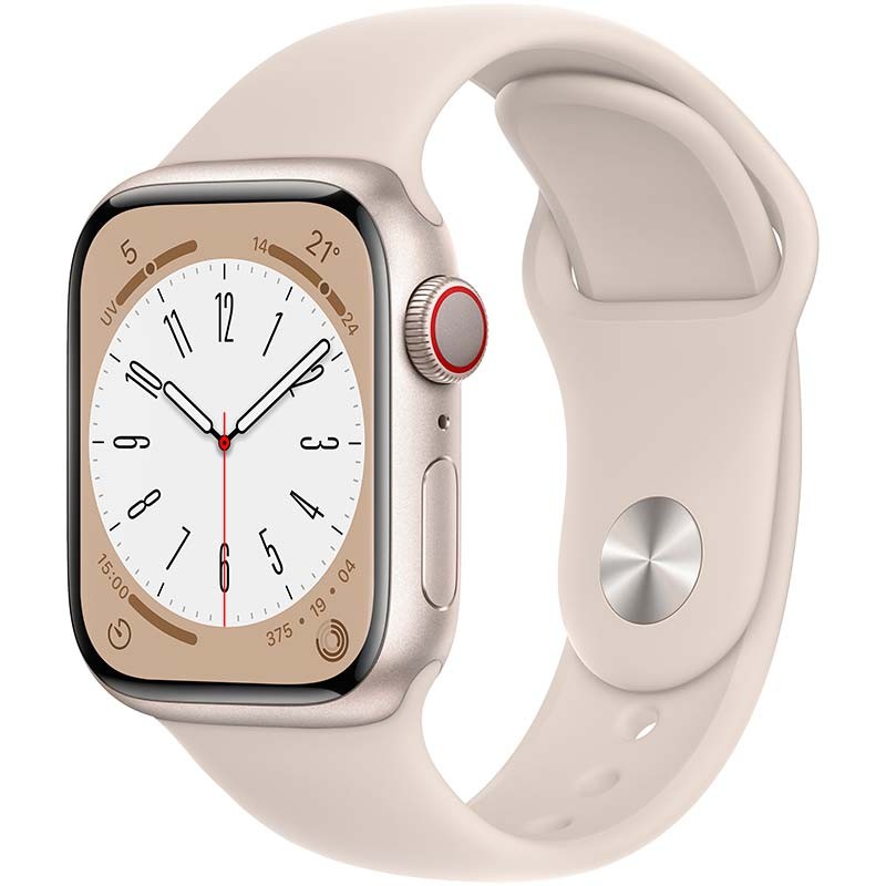 Reloj inteligente Apple Watch Series 8 GPS+Cellular 45mm Aluminio con Correa Deportiva Blanco Estrella