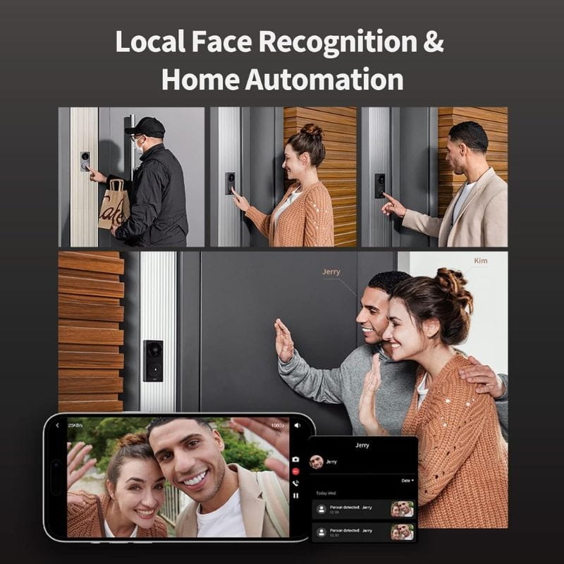 Aqara Smart Video Doorbell G4 Black - Campainha de vídeo com reconhecimento facial sem fios