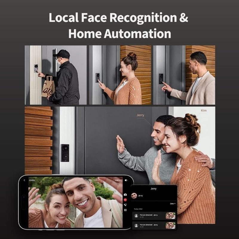 Aqara Smart Video Doorbell G4 Black - Campainha de vídeo com reconhecimento facial sem fios