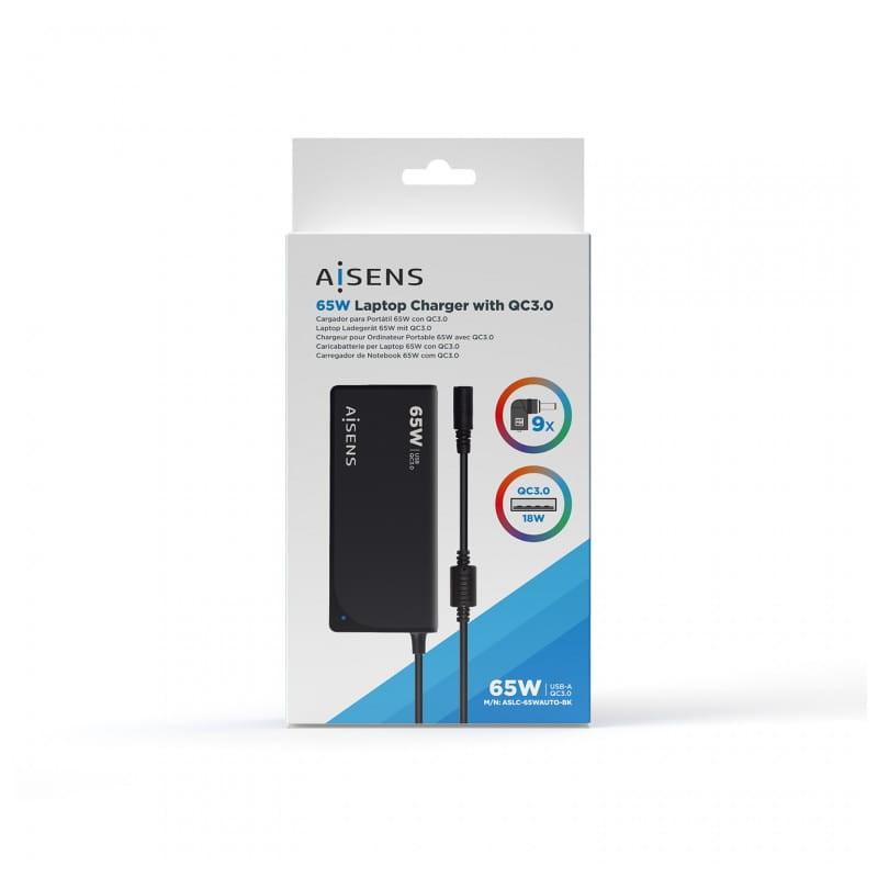 AISENS ASLC-65WAUTO-BK 65W USB Negro - Cargador universal imagen de la caja