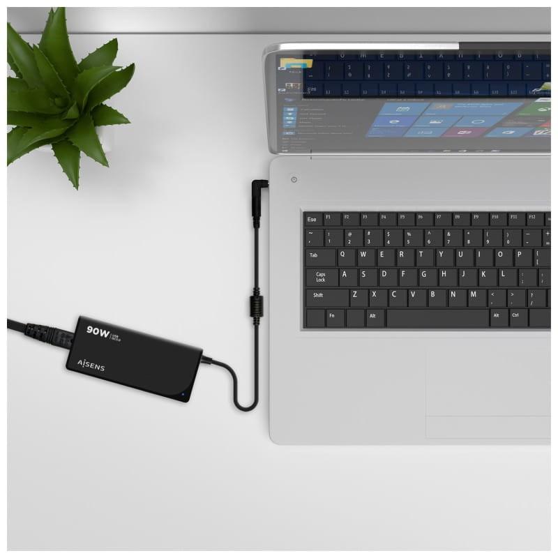 AISENS ASLC-90WAUTO-BK 90W USB Negro - Cargador universal imagen con el portátil