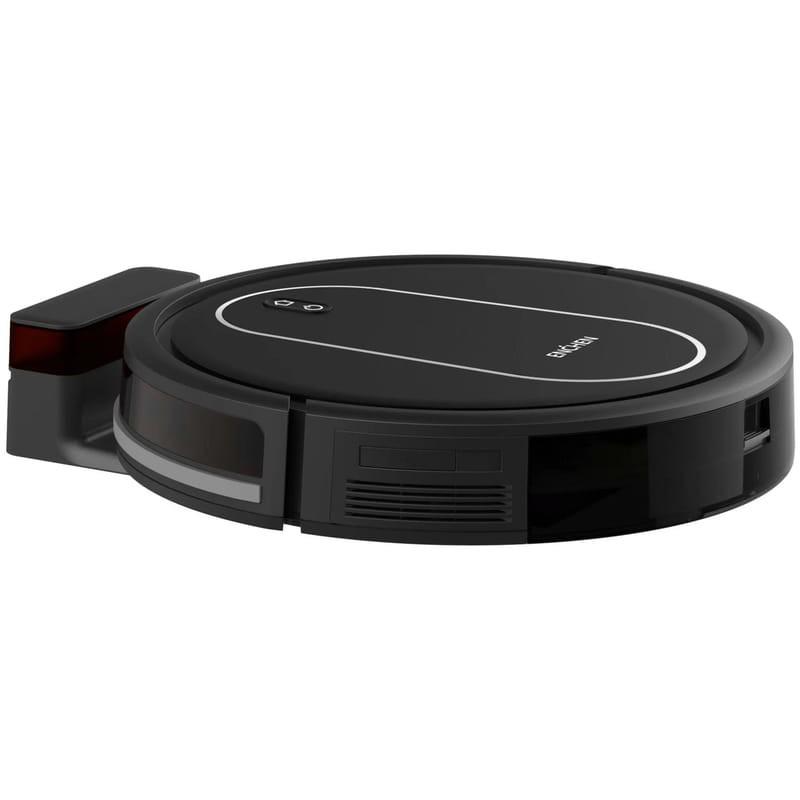 vue de côté de l'aspirateur robot Enchen R2 Pro Black et de la base de chargement