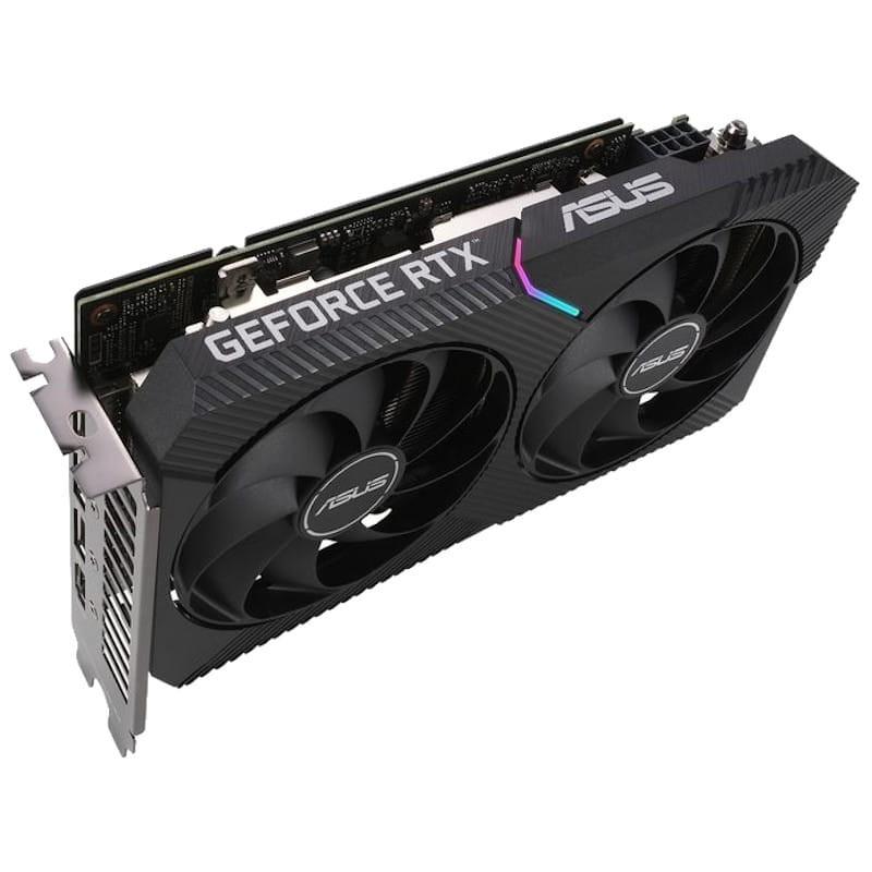 Perfil superior da placa gráfica ASUS Dual GeForce RTX 3060 V2 OC Edition 12 GB GDDR6
