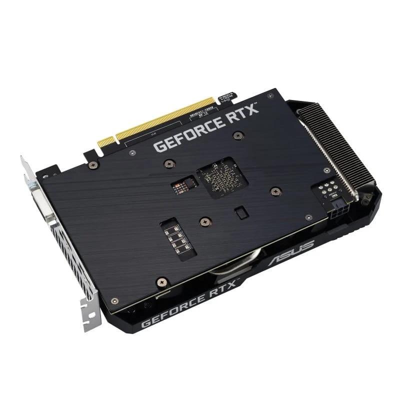 Asus Dual GeForce RTX 3050 V2 OC 8GB GDDR6 - Vista traseira e conexões da placa gráfica