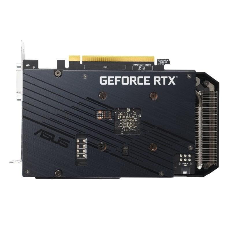 Asus Dual GeForce RTX 3050 V2 OC 8GB GDDR6 - Vista traseira da placa gráfica