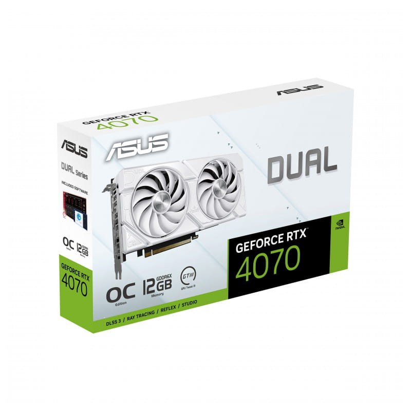 ASUS DUAL-RTX4070 O12G EVO Blanco 12 GB GDDR6X - Tarjeta gráfica imagen de la caja