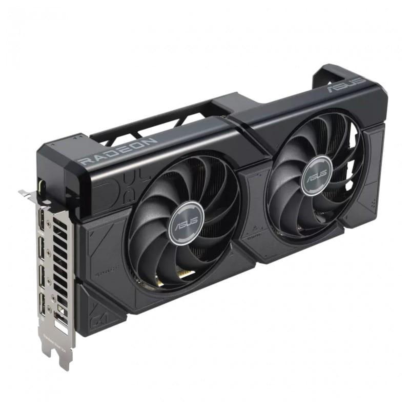 Placa gráfica ASUS Dual RX7700XT 12 GB GDDR6 - Imagem de ventoinha e porta