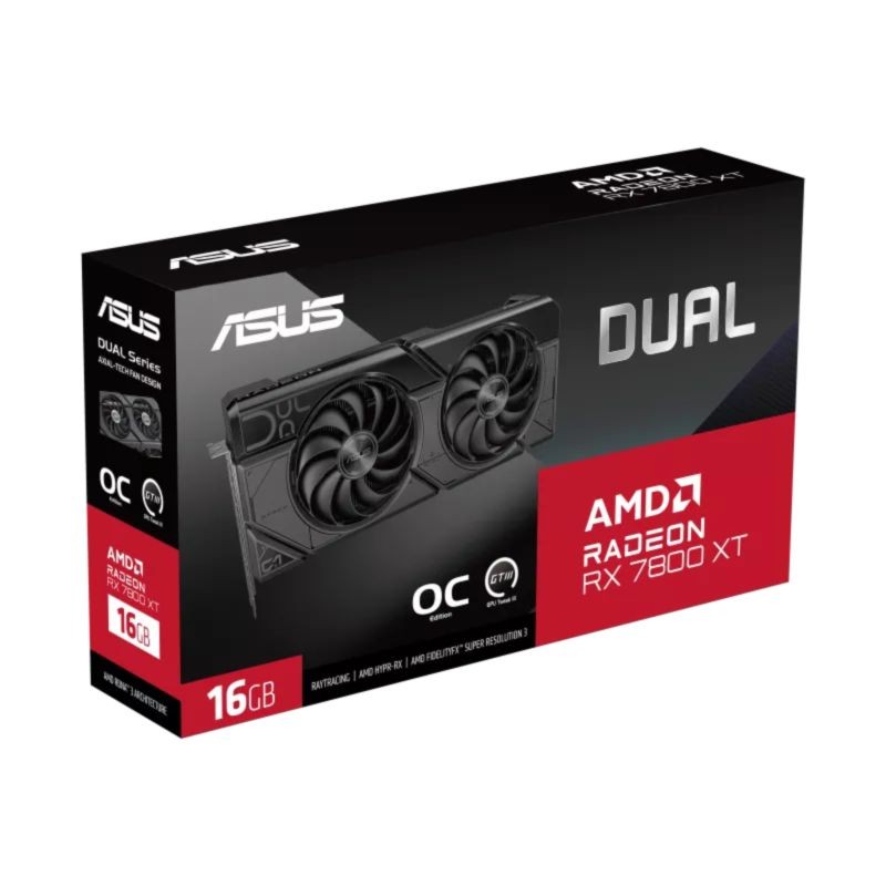 Placa Gráfica ASUS Dual RX7800XT AMD Radeon 16 GB GDDR6 com ASUS Axial-tech