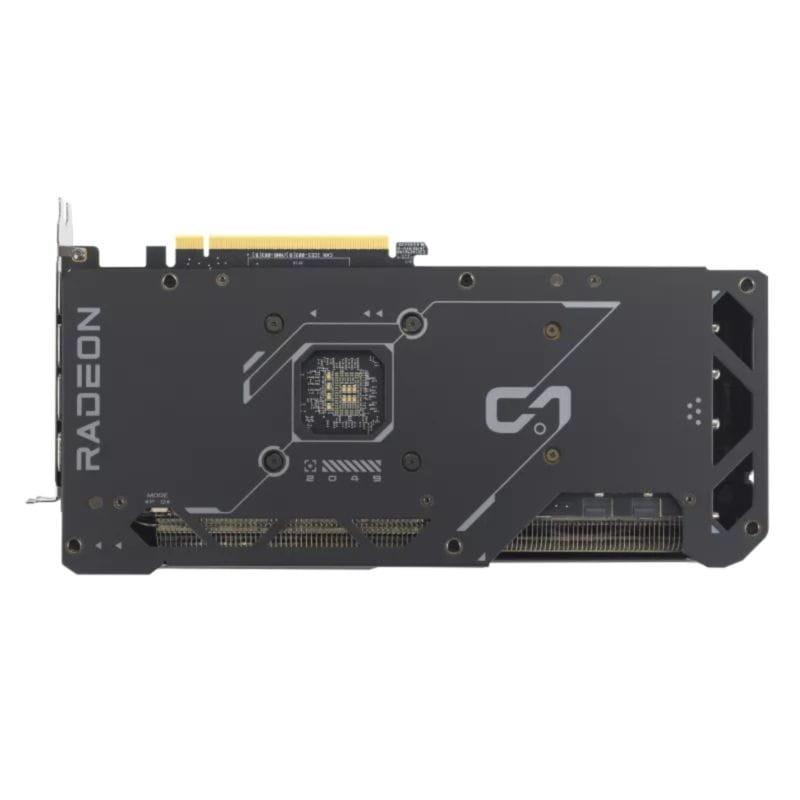 Vista traseira frontal da Placa Gráfica ASUS Dual RX7800XT AMD Radeon 16 GB GDDR6