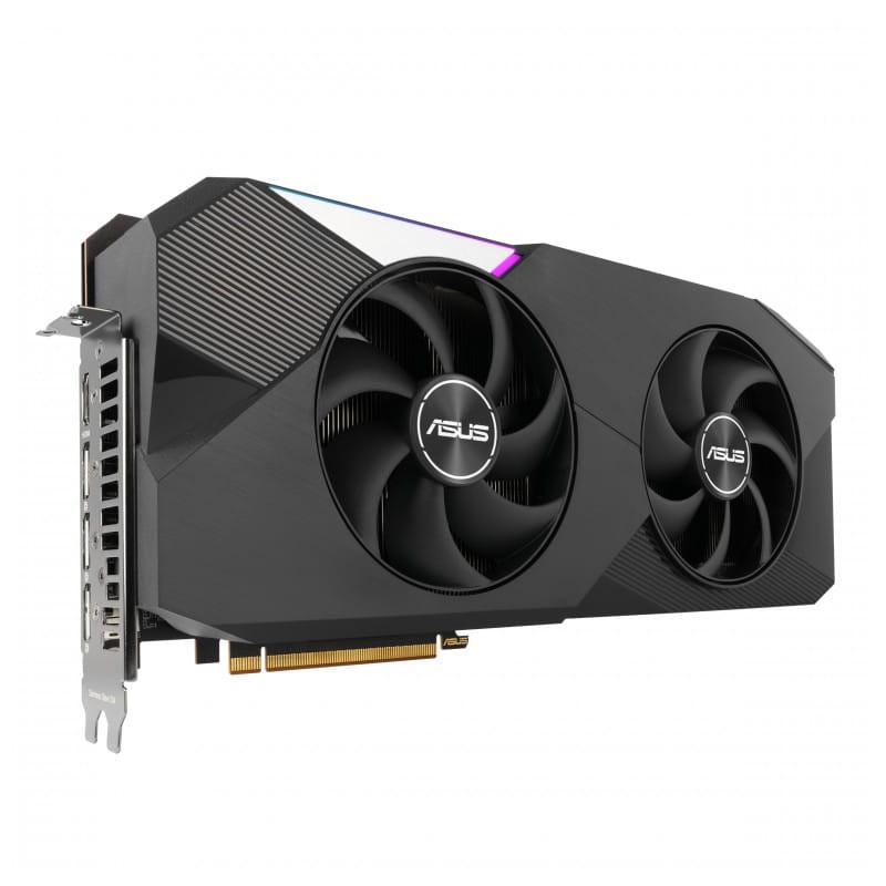ASUS Dual RX7900XTX AMD Radeon 24 GB GDDR6 - Imagem da placa gráfica ventoinhas, pinos e portas
