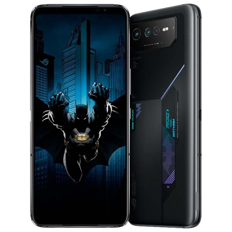 Vista frontal, traseira e lateral do Asus ROG Phone 6 5G 12GB/256GB Mobile Phone Batman Edition
