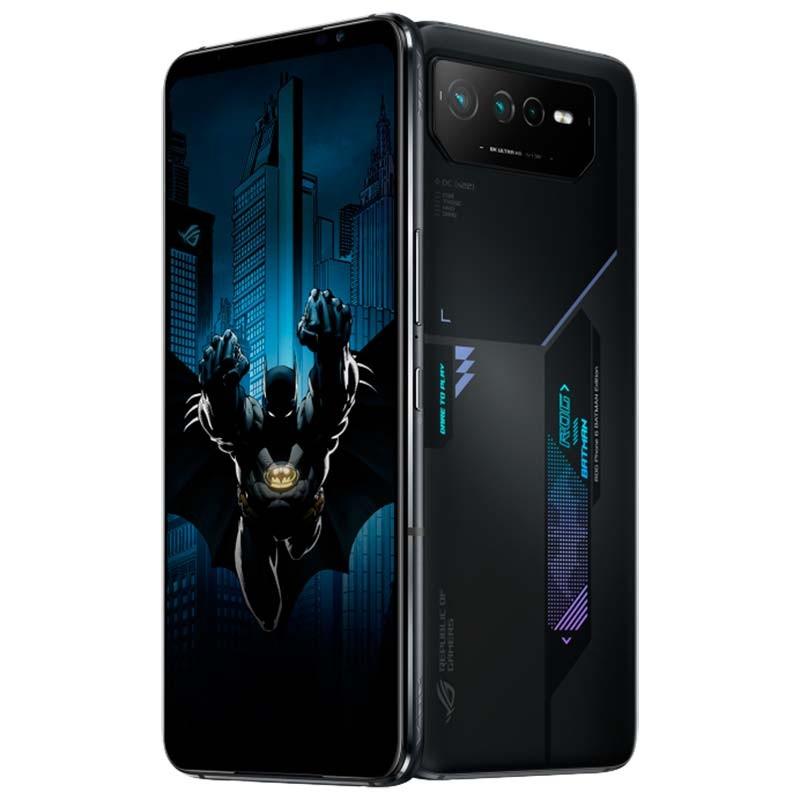 Vista frontal e traseira do Asus ROG Phone 6 5G 12GB/256GB Mobile Phone Batman Edition