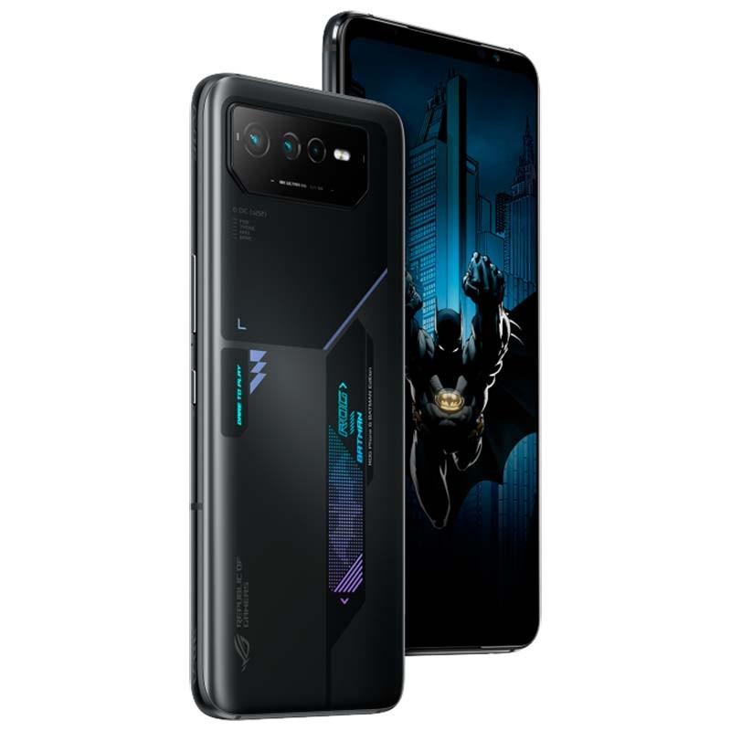 Vista traseira e lateral do Asus ROG Phone 6 5G 12GB/256GB Mobile Phone Batman Edition