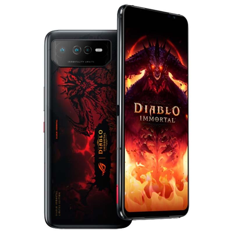 vista trasera y lateral del Teléfono móvil Asus ROG Phone 6 5G 16GB/512GB Edición Diablo Immortal