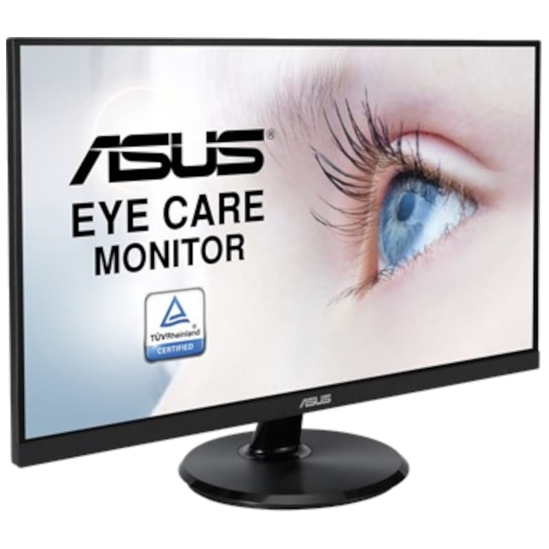 Monitor ASUS VA24DQ 23.8 pulgadas, panel IPS Full HD, biseles finos, peana circular negra, certificado TÜV Eye Care, compatible FreeSync, desprecintado