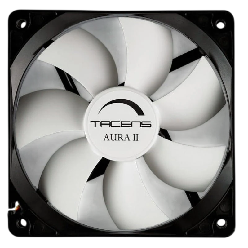 Ventilateur PC Tacens Aura II, 7 pales, 12 cm, conception anti-poussière, Noir, blanc