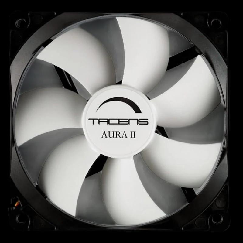 Ventilateur PC Tacens Aura II, 7 pales, 12 cm, conception anti-poussière, Noir, blanc