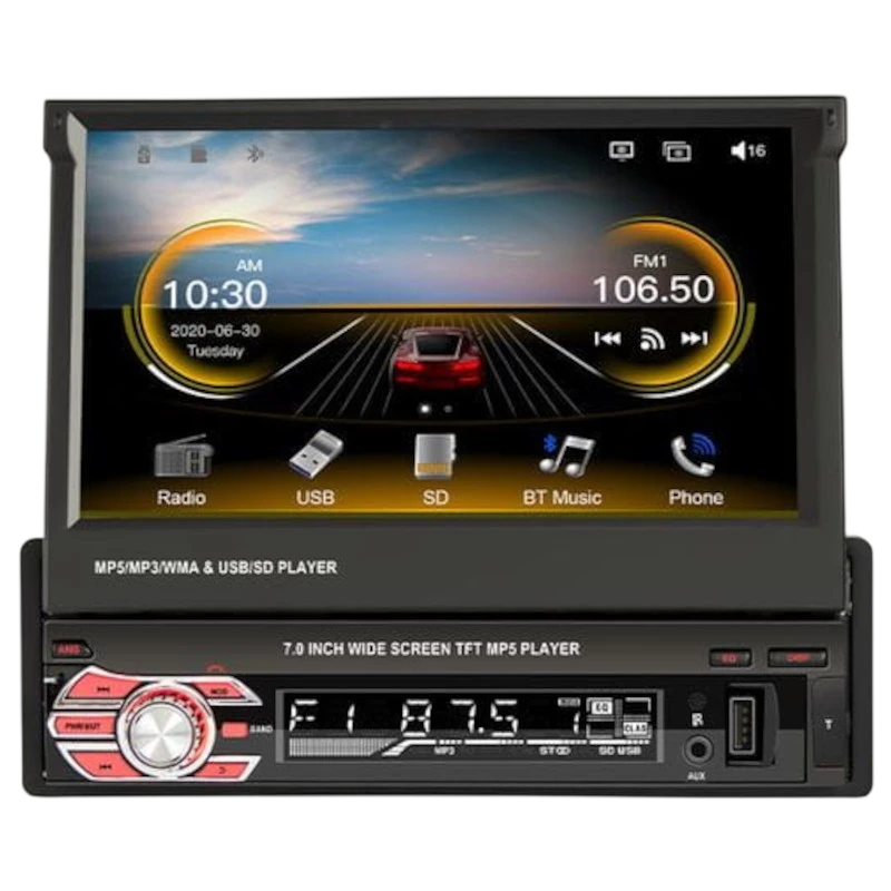 Autoradio 1 DIN SWM 9601C-S 7 pouces Bluetooth/Mirror Link/ Carplay/USB/Noir