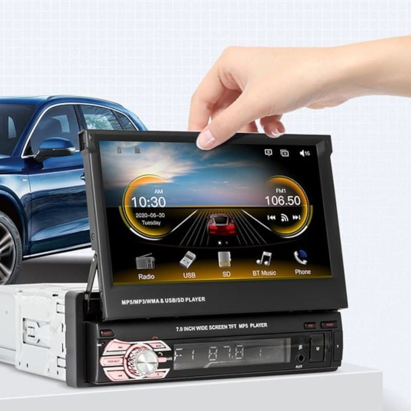 Frontal de Autorradio 1 DIN SWM 9601C-S Bluetooth/Mirror Link/ Carplay/USB/Negro