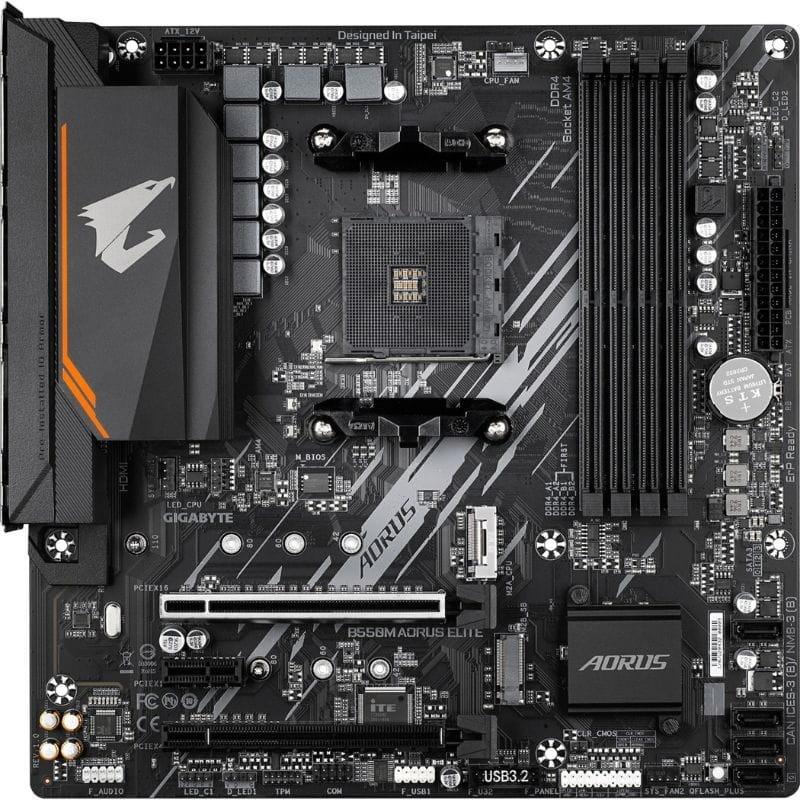 Gigabyte B550M AORUS ELITE AMD Zócalo AM4 128GB Micro ATX Negro - Placa base imagen frontal