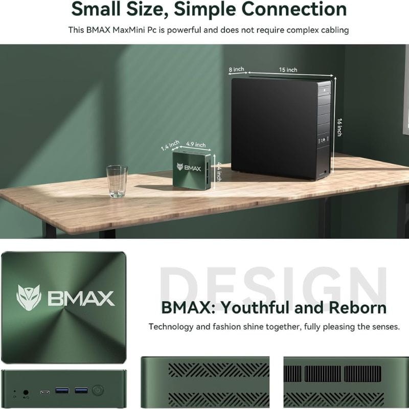 BMAX B6 Plus Intel i3-1000NG4 12GB/512GB SDD/W11 Verde - Mini PC dimensiones