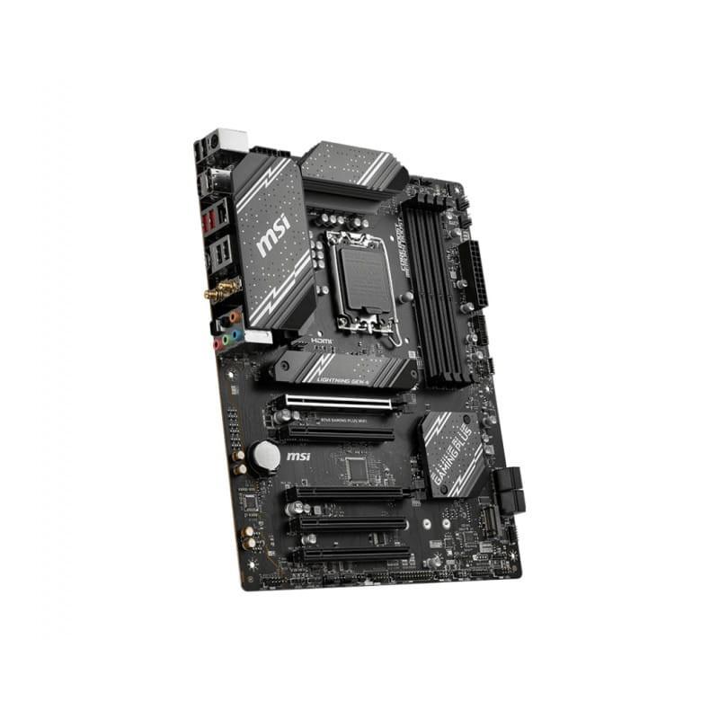 MSI B760 GAMING PLUS WIFI Intel LGA 1700 192GB ATX Negro - Placa base imagen lateral con vista de los conectores