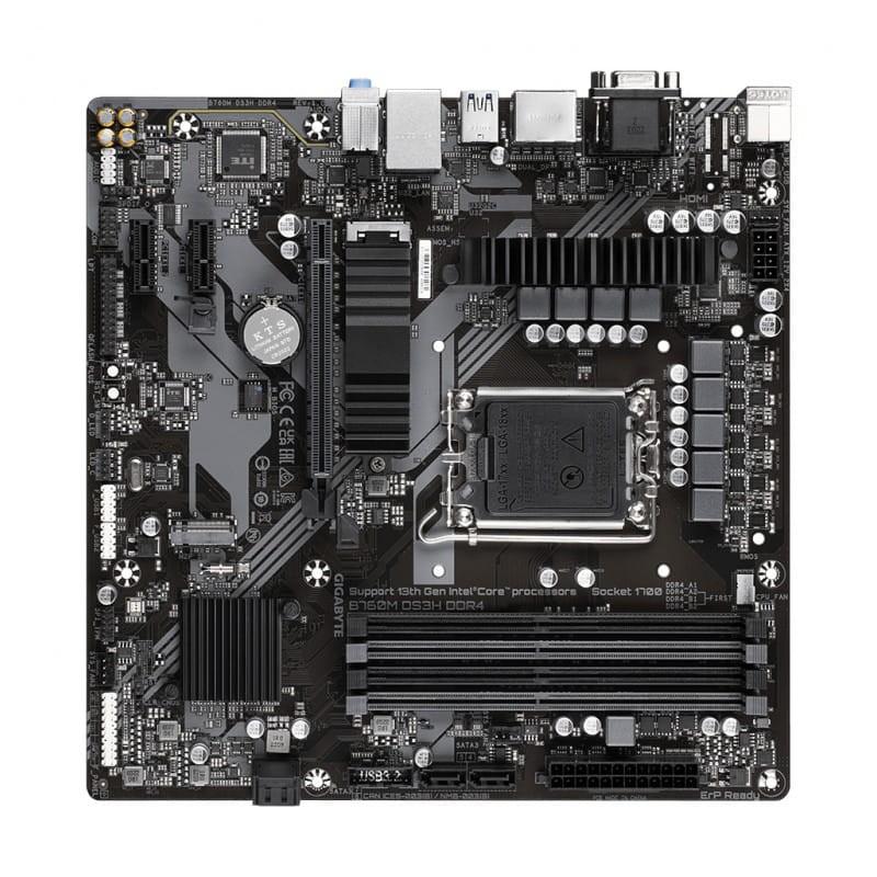 Gigabyte B760M DS3H DDR4 LGA 1700 micro ATX Ethernet 2.5 Gigabit - Vue de face de la carte mère