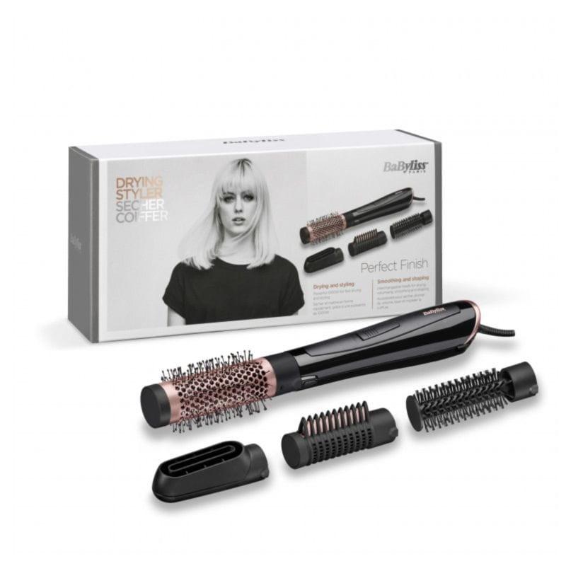 Caixa e acessórios da Escova de ar quente BaByliss Perfect Finish 1000W Preto