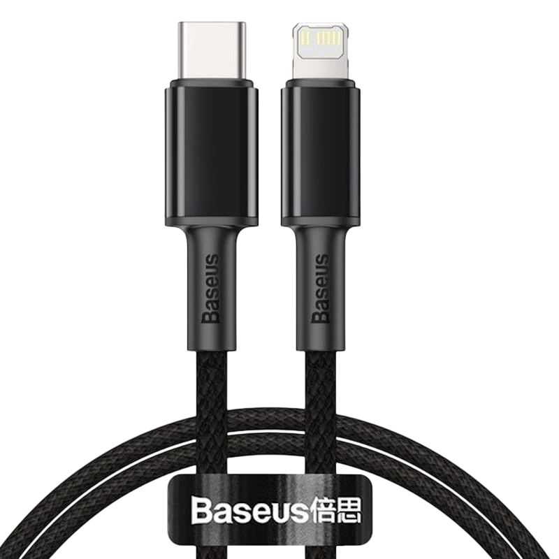 Baseus Cable Trenzado USB Tipo C a Lightning Apple 20W 1m Negro