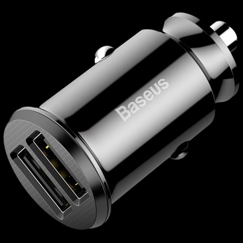 Baseus Carregador de Carro Duplo USB 3.1A Small Rice Grain Preto