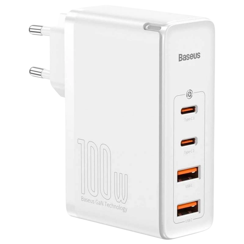 Baseus Cargador GaN2 Pro 100W 2xUSB-C+2xUSB Blanco