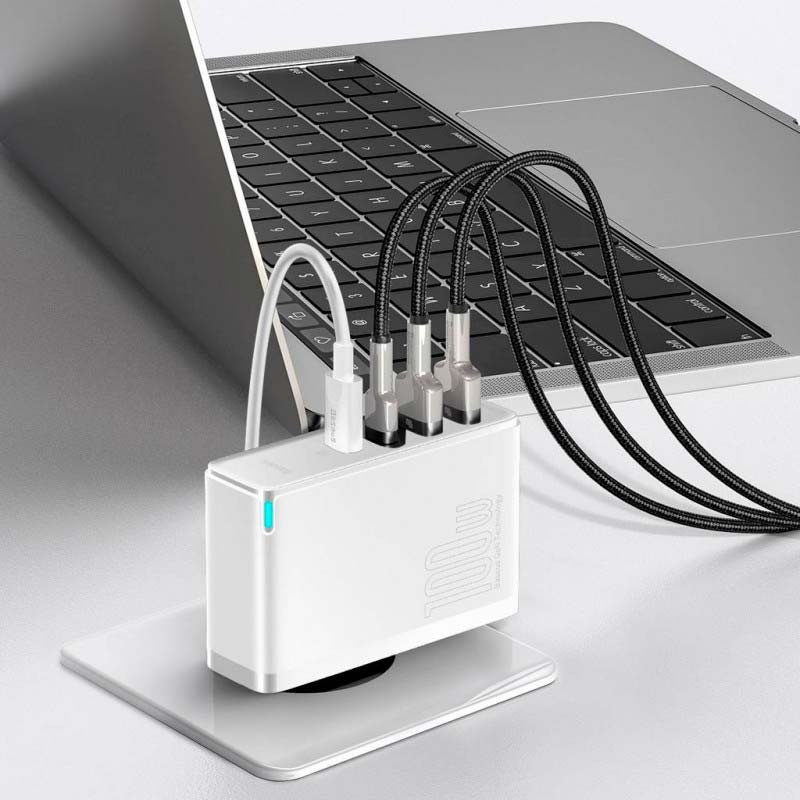 fotografía real del Baseus Cargador GaN2 Pro 100W 2xUSB-C+2xUSB Blanco