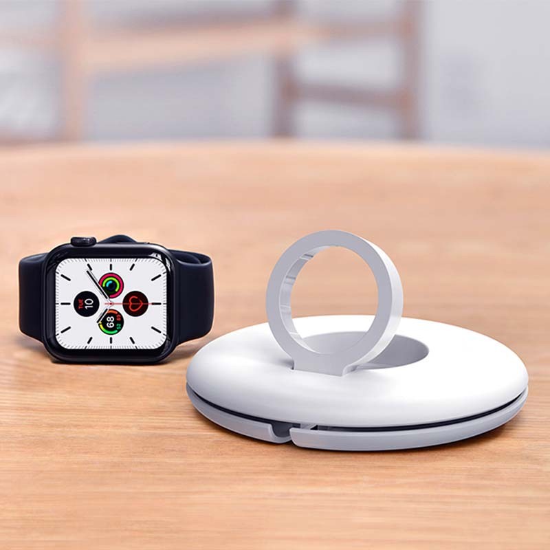 Baseus Enrolador + Suporte para Carregador de Apple Watch Branco - fotografia real